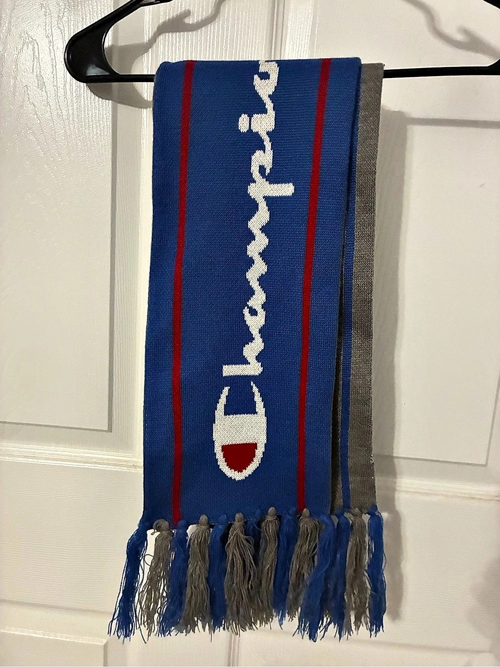Champion Since 1919 Reversible Knit Scarf Blue & Gray